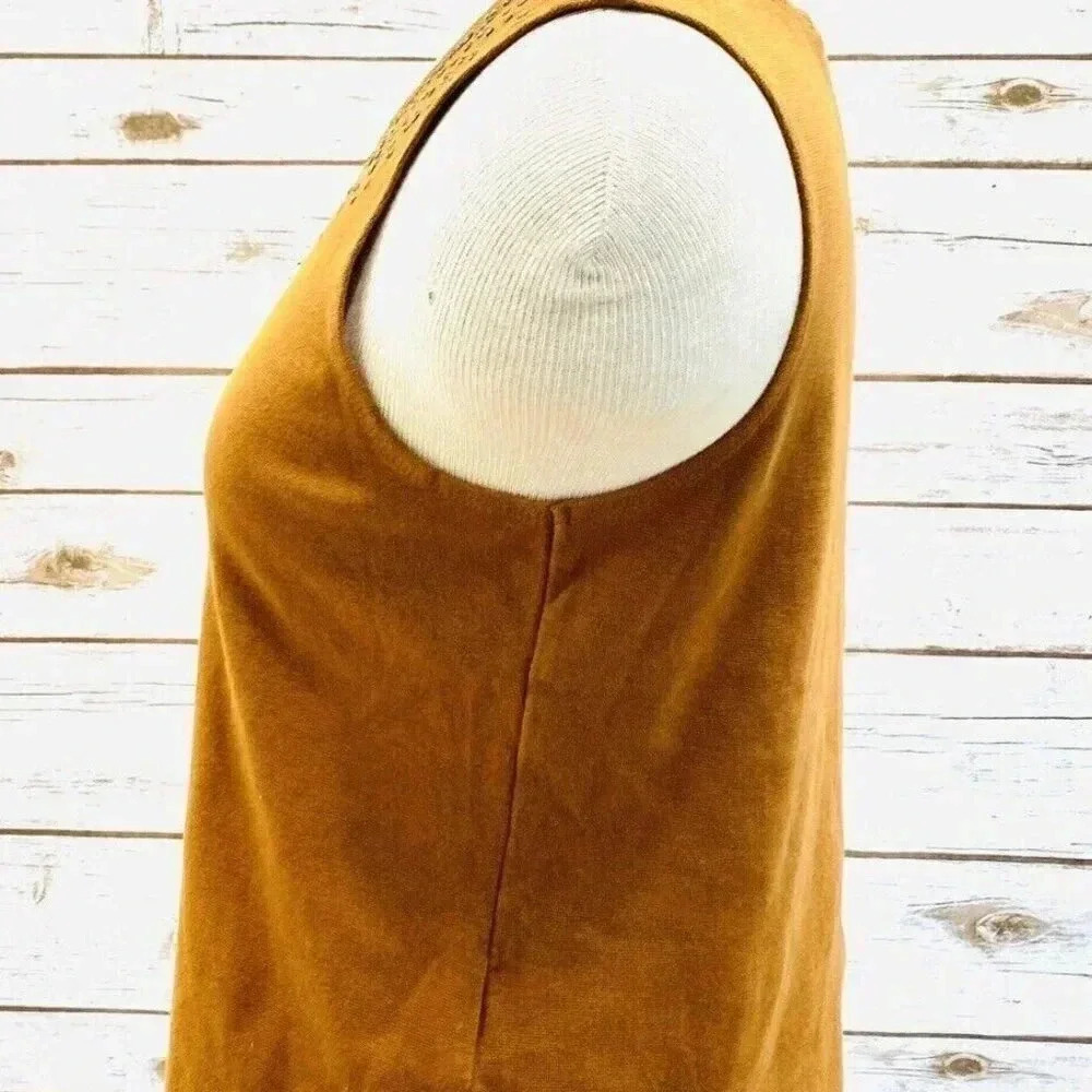 RUBY RD. Women Sleeveless Pullover Round Neck Brown Stretchy Shirt Top Size PM - Picture 10 of 12